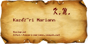 Kazári Mariann névjegykártya